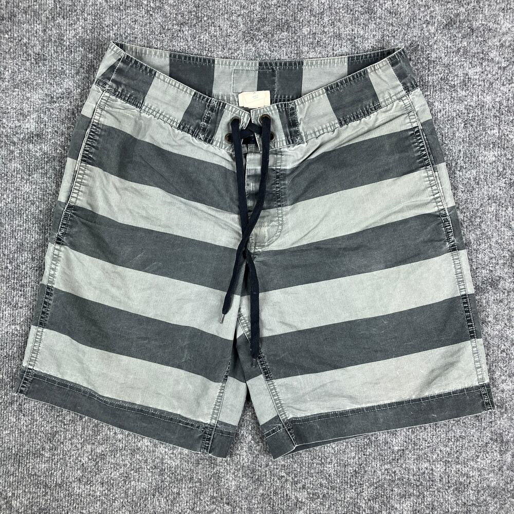 Converse One Star Shorts Mens Size 34 Gray Black Striped Casual Drawstring